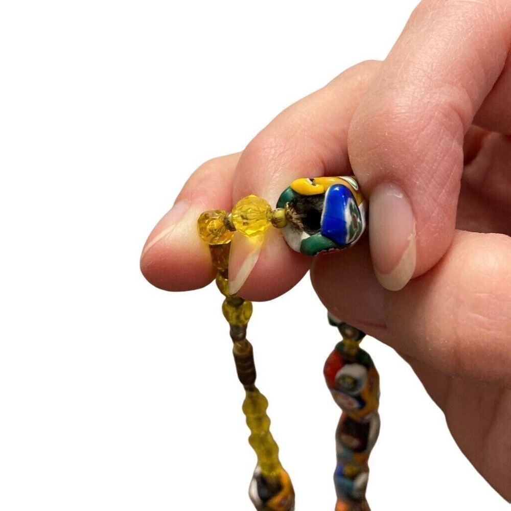 Vintage Italian Murano Moretti Millefiori Art Glass Beaded Necklace 30” *Read View 6